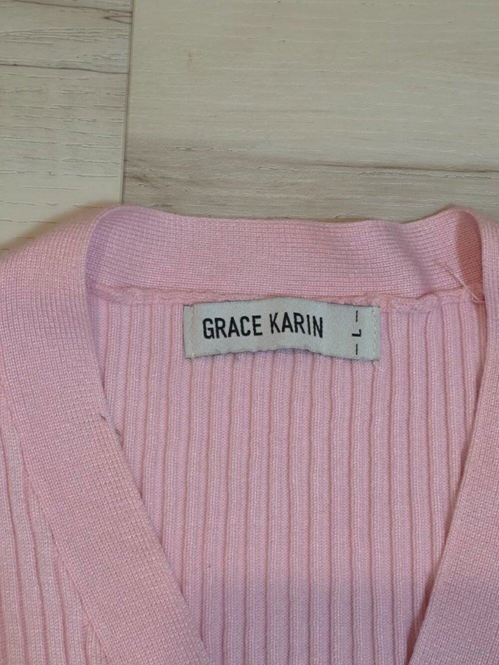 Grace Karin pink button-down cardigan - Picture 3 of 5